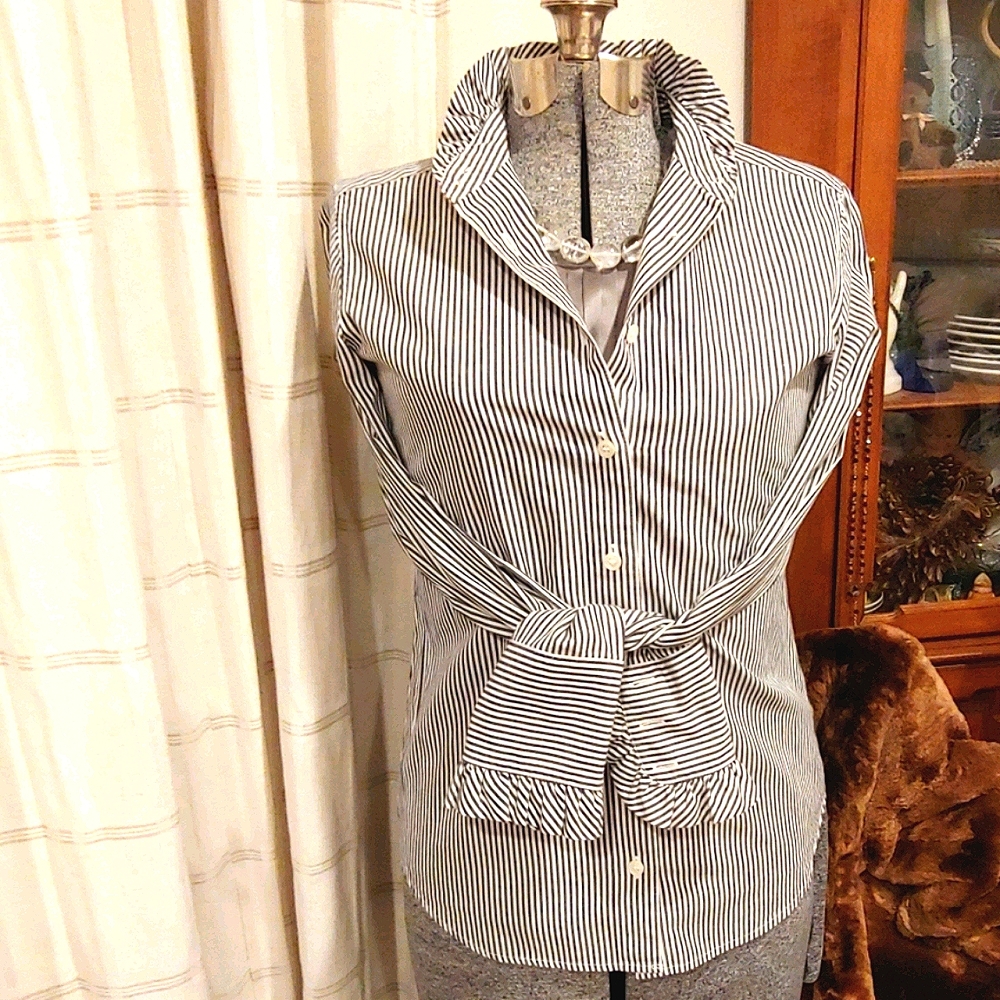 J.Crew 💟H.P.❤High Collar, Small Ruffle, COTTON